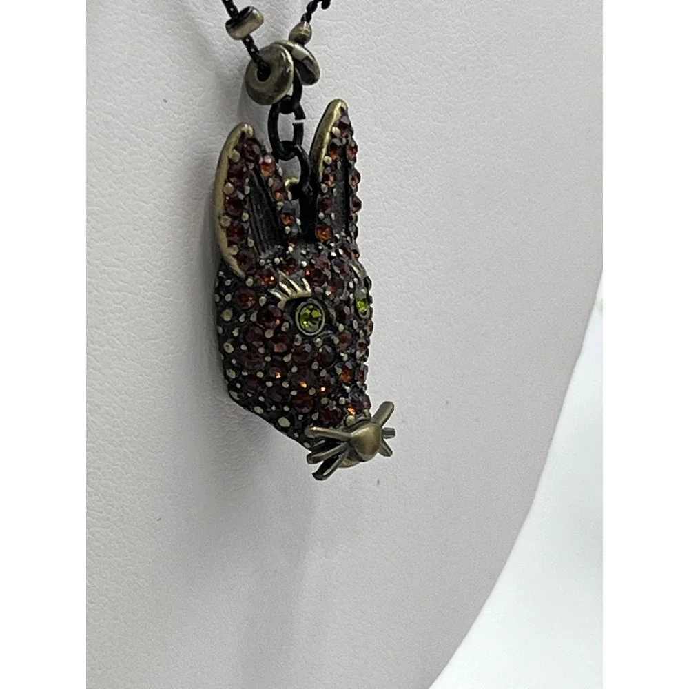 Betsey Johnson Dark‎ Forest Triple Strand Gunmetal Necklace Fox Rabbit Charms